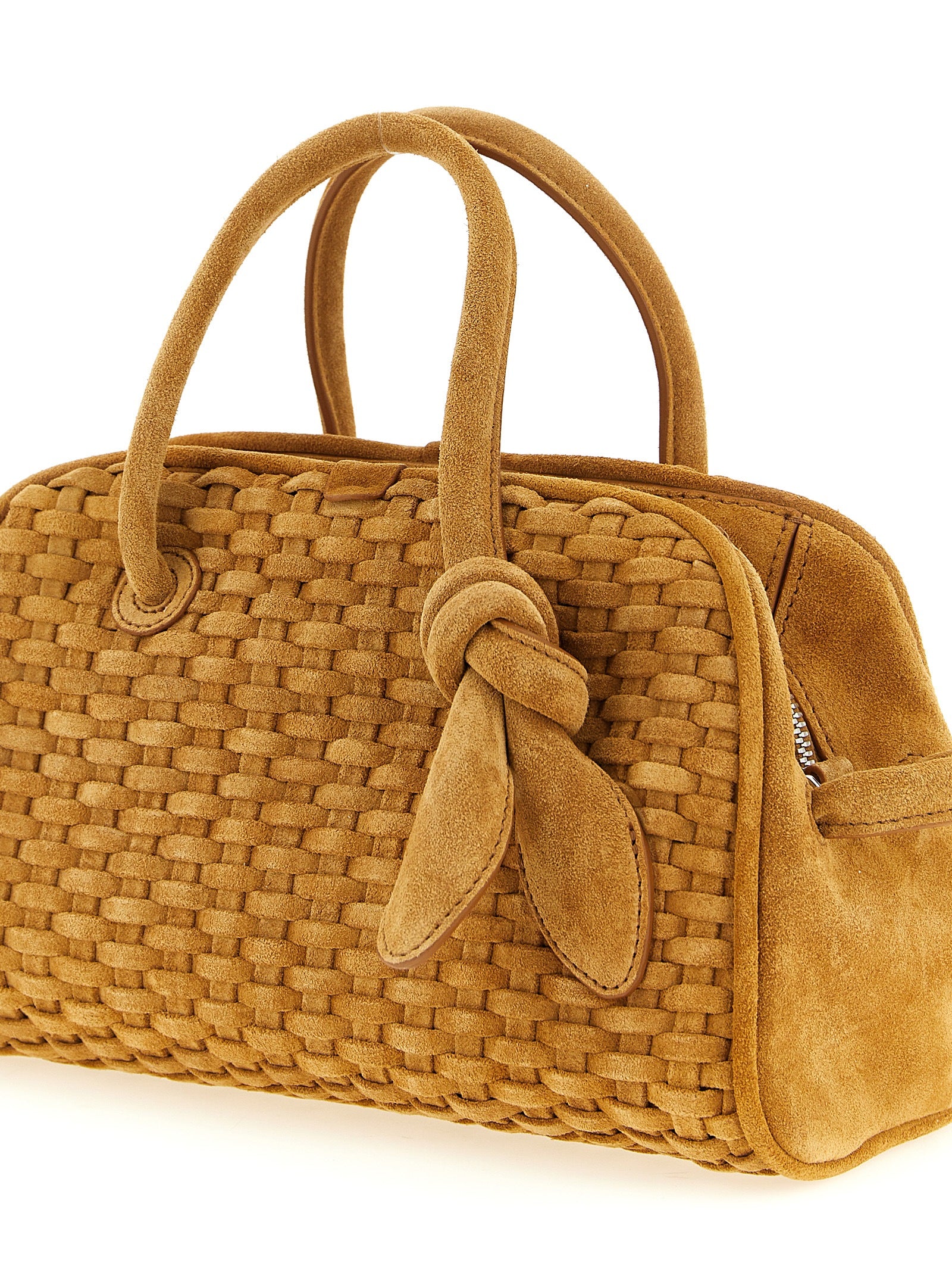 Bowling Handbag by Jacquemus for women in calfskin leather beige & natural features a refined silhouette, showcasing a secure zipper, organized , and versatile shoulder-strap, adjustable-strap & handle for a refined finish.