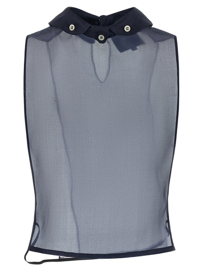 Shirt by MAISON JEJIA for women in silk blue, pearl & transparent, featuring a nuanced and nuanced shirt-collar neckline for a sophisticated finish.
