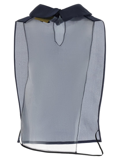 Shirt by MAISON JEJIA for women in silk blue, pearl & transparent presents a discerning silhouette, showcasing a sophisticated shirt-collar neckline and for a truly discerning finish.