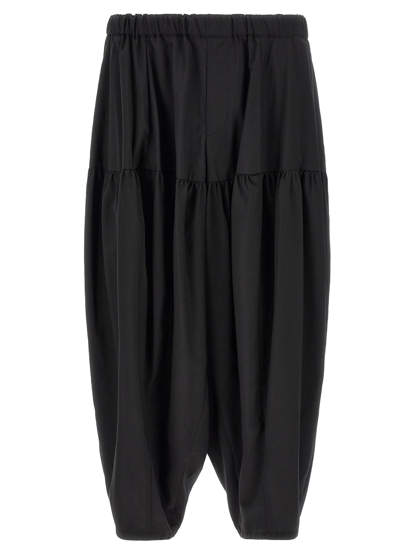 Trousers by Comme Des Garçons for men in polyester black features an on trend silhouette, showcasing a sophisticated with a long and for an on trend finish.