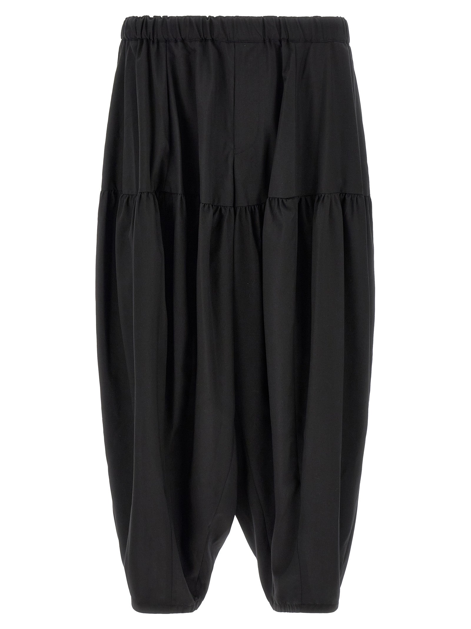 Trousers by Comme Des Garçons for men in polyester black features an on trend silhouette, showcasing a sophisticated with a long and for an on trend finish.