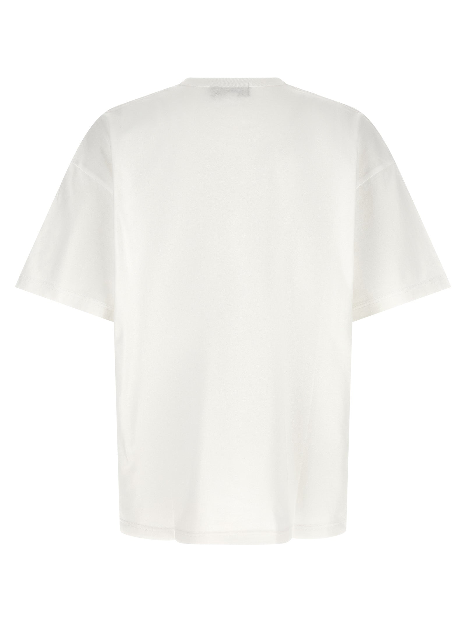 T-Shirt by Comme Des Garçons for men in cotton black, white & print showcases a unassuming silhouette, artfully detailed with a refined crew neckline and unassuming for a sophisticated, contemporary look.