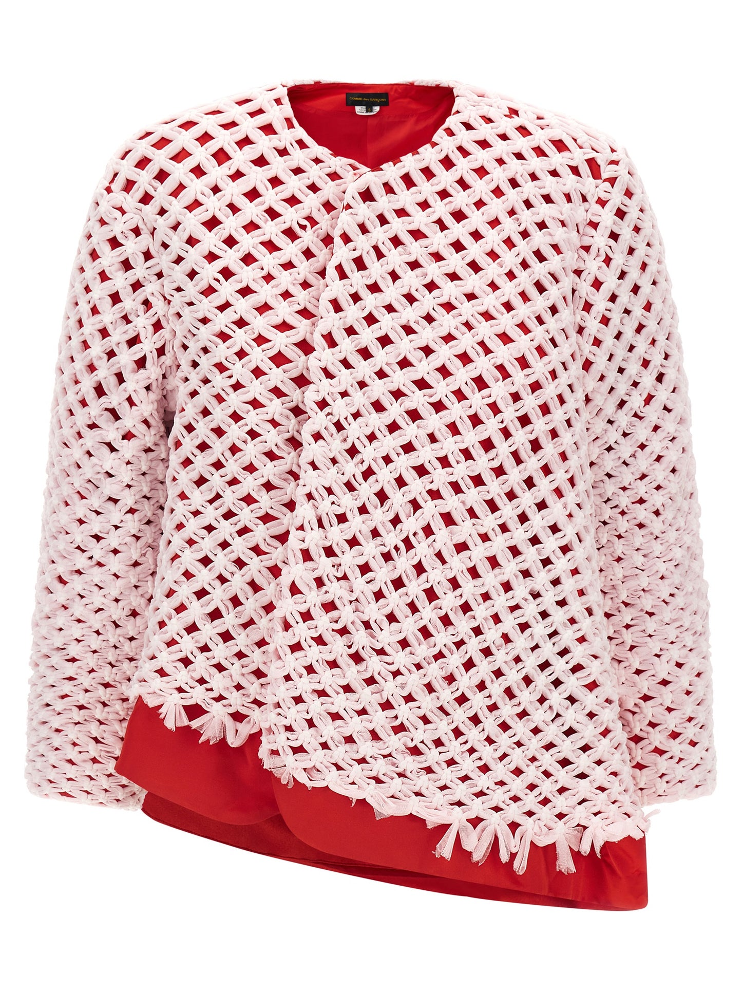 Blazer by Comme Des Garçons for women in polyester satin multicolor presents a distinguished silhouette, detailed with a distinguished crew asymmetric neckline and distinctive for a truly sophisticated finish.