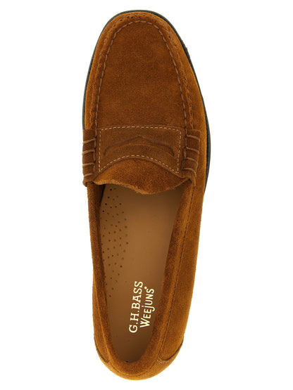Loafer Slip-On Shoes by G.H. BASS for men in cowhide suede leather brown showcases a timeless silhouette from the Men's Cowhide Suede Leather Loafer Slip-On Shoes collection, featuring a timeless and for a timeless finish.