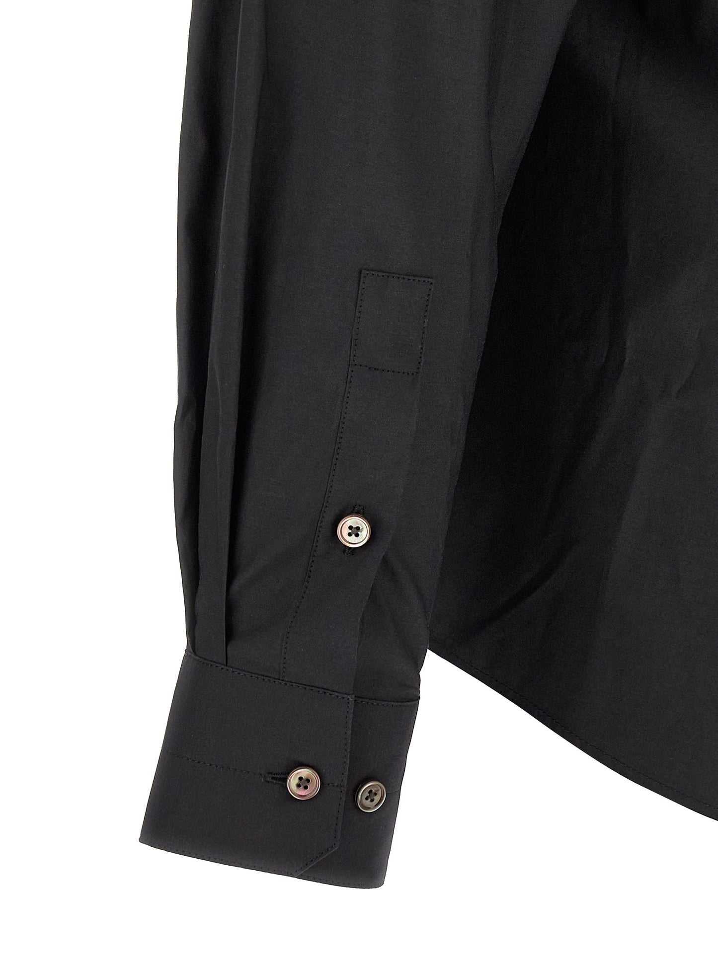 Shirt by Lemaire for men in cotton & silk black & pearl, featuring a nuanced and nuanced for a sophisticated finish.