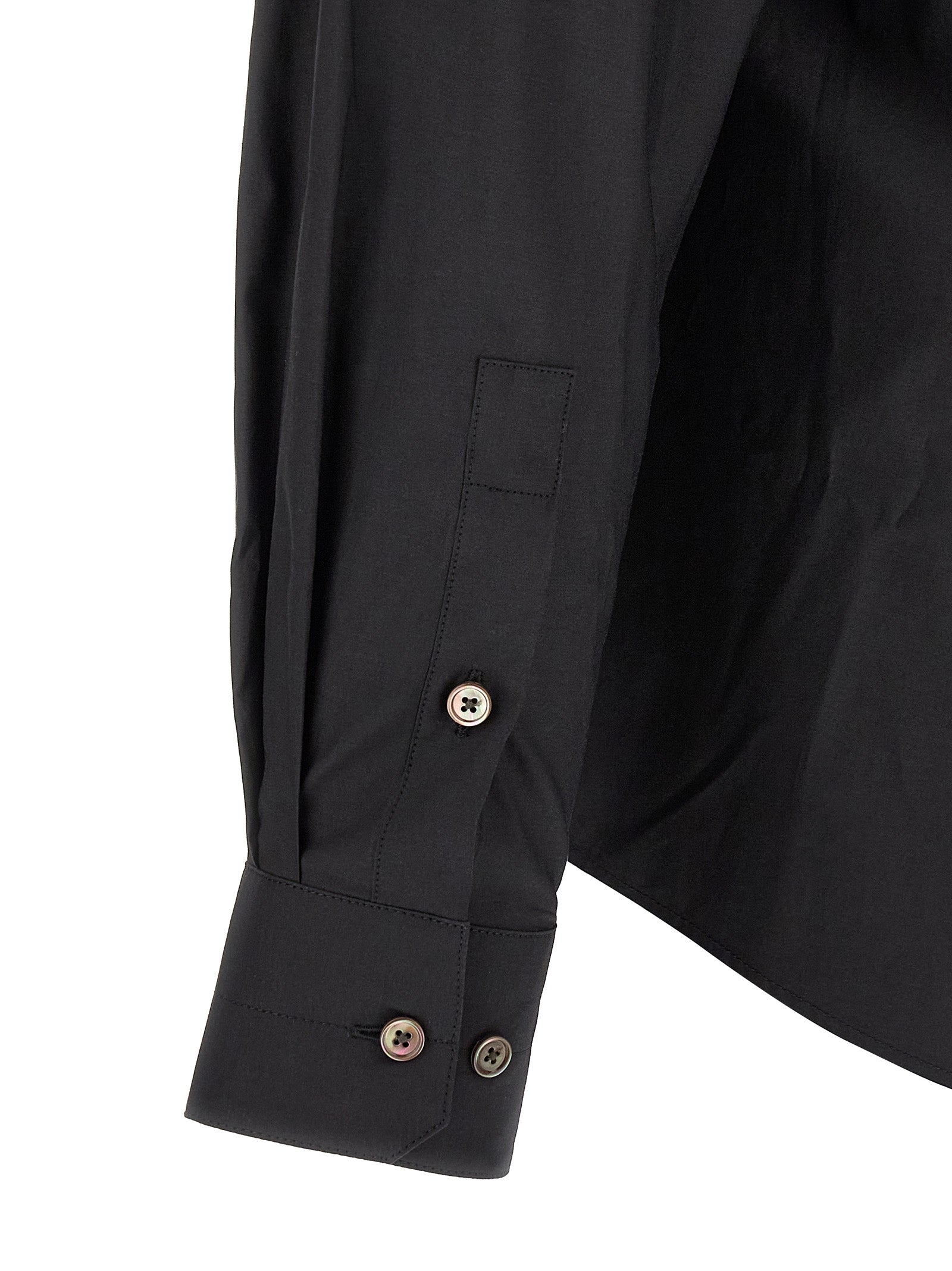 Shirt by Lemaire for men in cotton & silk black & pearl, featuring a nuanced and nuanced for a sophisticated finish.