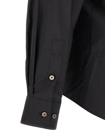 Shirt by Lemaire for men in cotton & silk black & pearl, featuring a nuanced and nuanced for a sophisticated finish.
