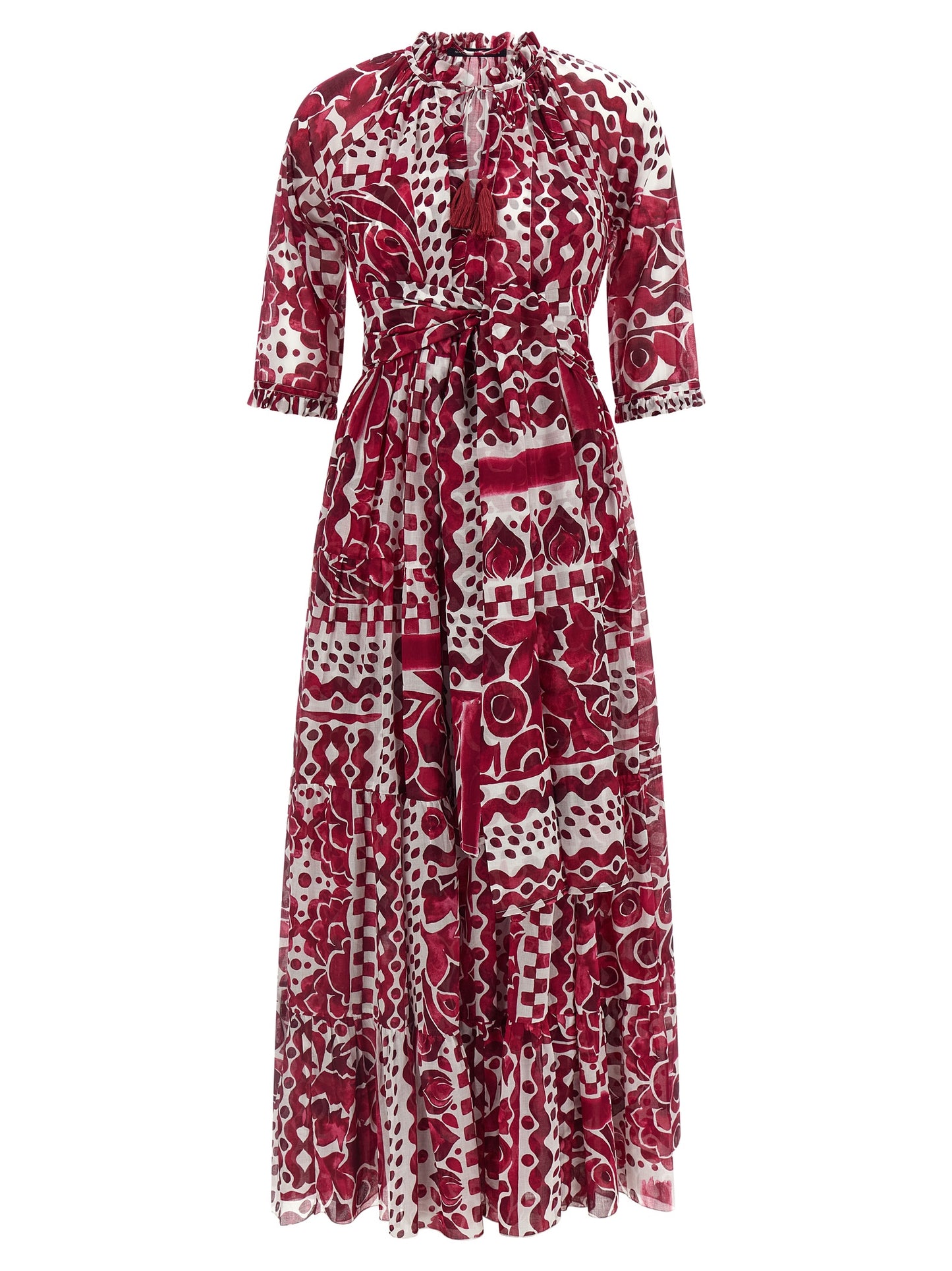 SAMANTHA SUNG Fuchsia Cotton Long Dress
