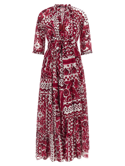 SAMANTHA SUNG Fuchsia Cotton Long Dress