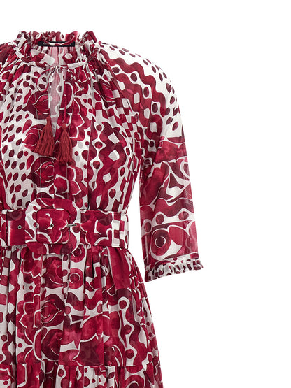 SAMANTHA SUNG Fuchsia Cotton Long Dress