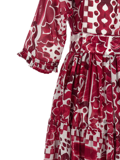 SAMANTHA SUNG Fuchsia Cotton Long Dress