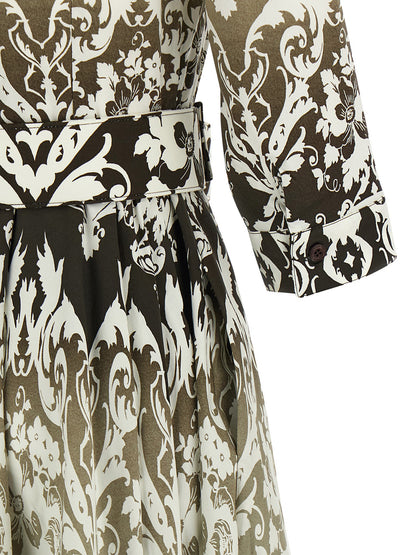 Dress by SAMANTHA SUNG for women in stretch cotton multicolor & print showcases a striking silhouette, elegantly detailed with a , refined , and a striking midi for a striking finish.