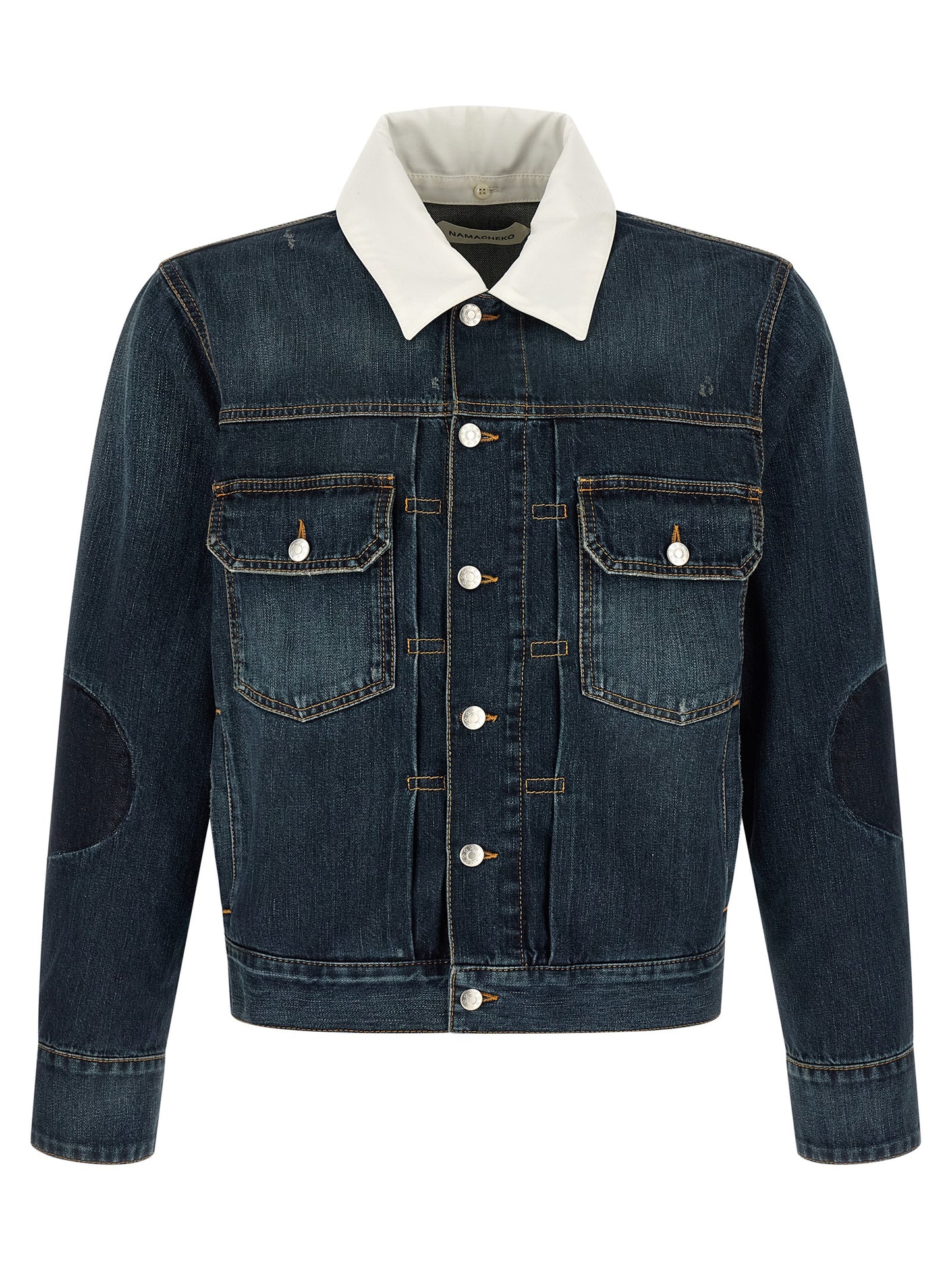 Trucker Jacket by Namacheko for men in denim cotton blue features a city-ready silhouette, detailed with pockets and a city-ready .