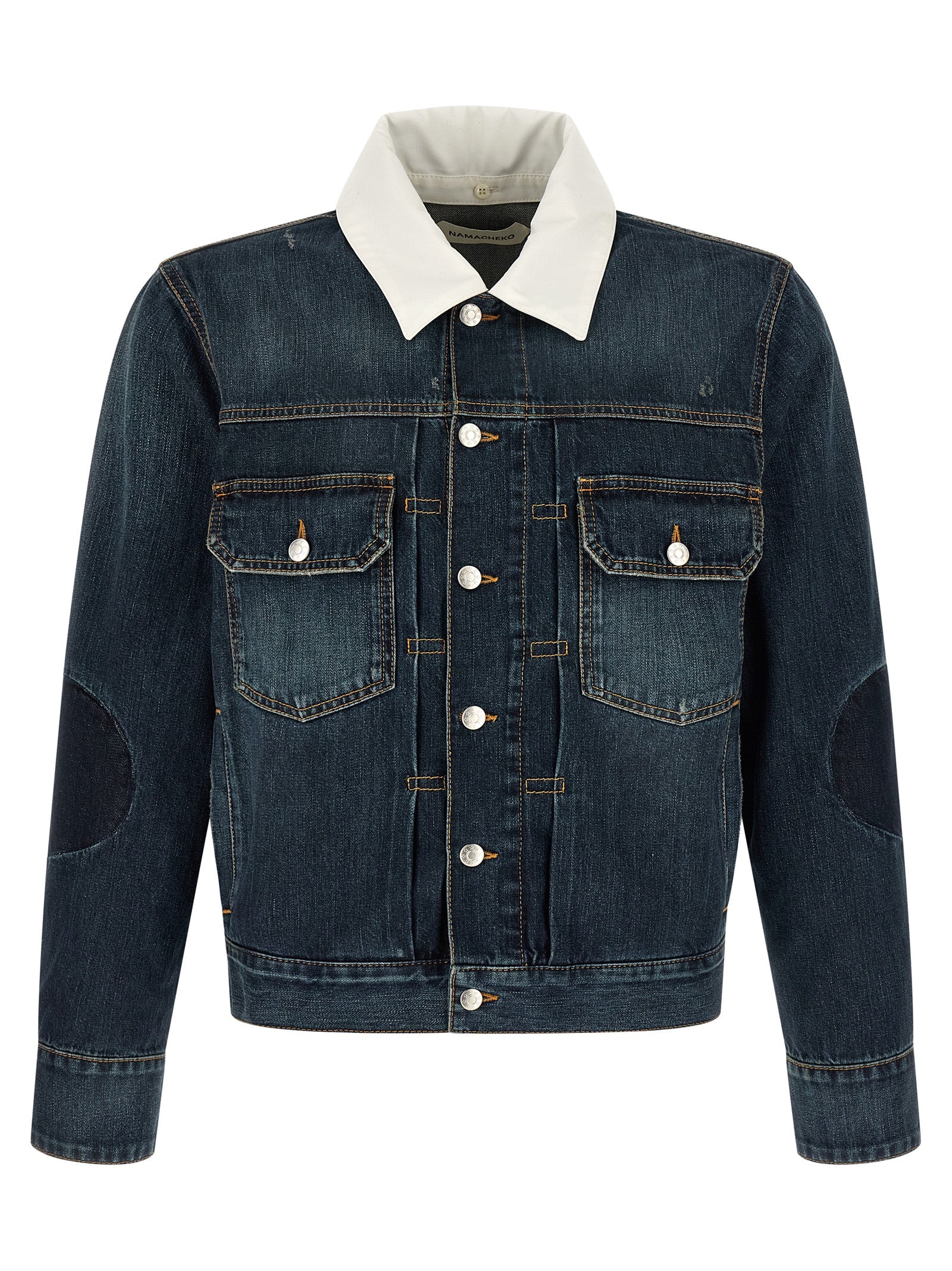 Trucker Jacket by Namacheko for men in denim cotton blue features a city-ready silhouette, detailed with pockets and a city-ready .