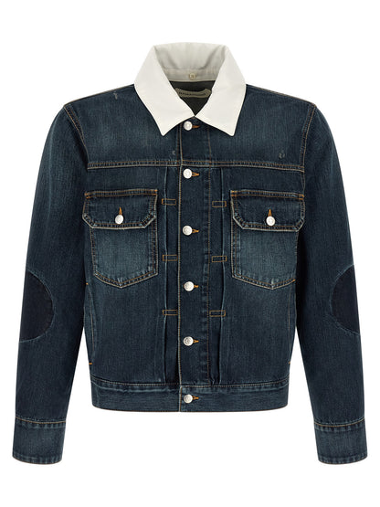 Trucker Jacket by Namacheko for men in denim cotton blue features a city-ready silhouette, detailed with pockets and a city-ready .