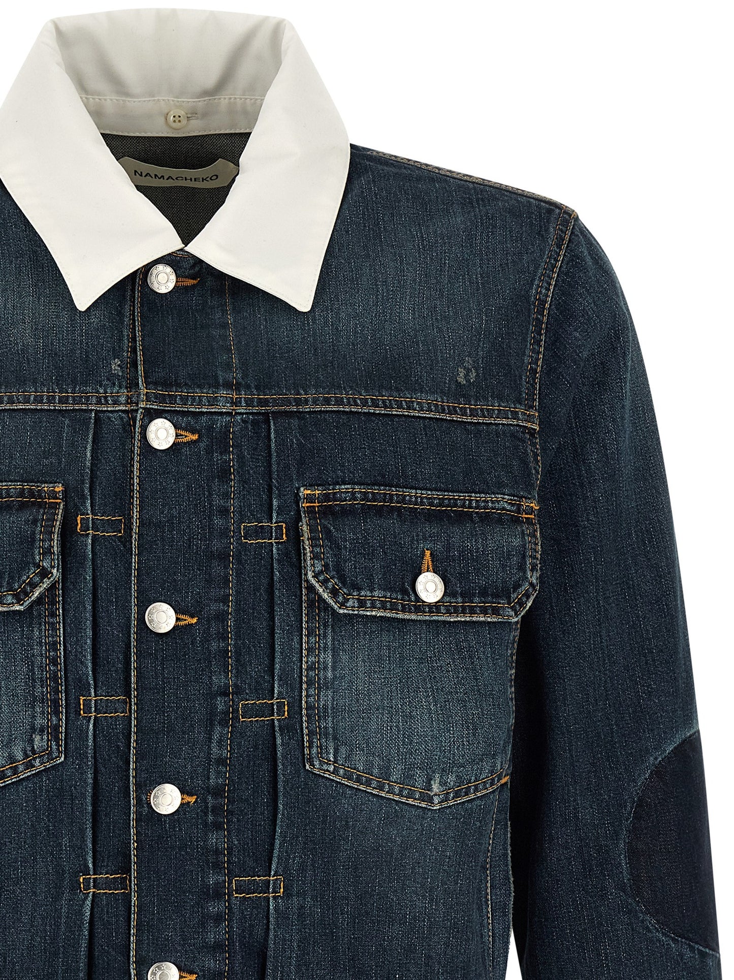 Trucker Jacket by Namacheko for men in denim cotton blue presents a effortlessly chic silhouette, showcasing a sophisticated and premium pockets for a truly effortlessly chic finish.