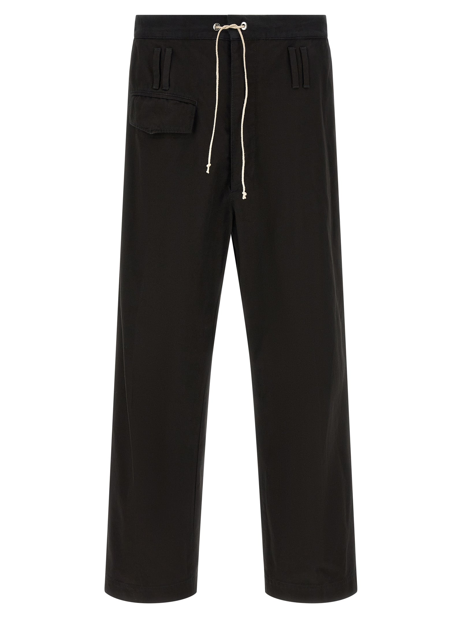 Trousers by Namacheko for men in cotton black & striped features an on trend silhouette, showcasing a sophisticated flared & wide with a long and for an on trend finish.