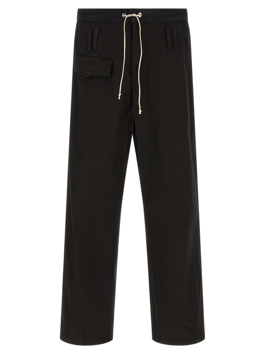 Trousers by Namacheko for men in cotton black & striped features an on trend silhouette, showcasing a sophisticated flared & wide with a long and for an on trend finish.