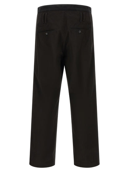 Trousers by Namacheko for men in cotton black & striped features an sartorial silhouette, showcasing a precise flared & wide and long with a sartorial for a refined look.