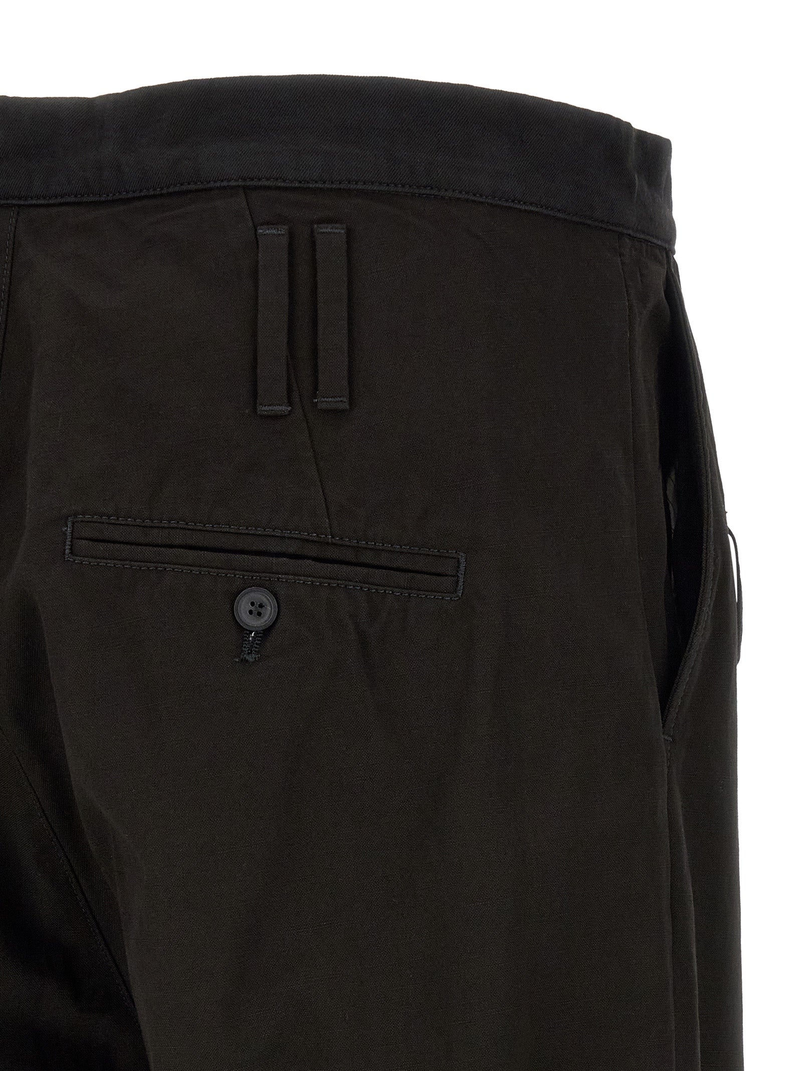 Trousers by Namacheko for men in cotton black & striped presents a smart silhouette, meticulously detailed with a smart flared & wide, a smart long, and a smart .