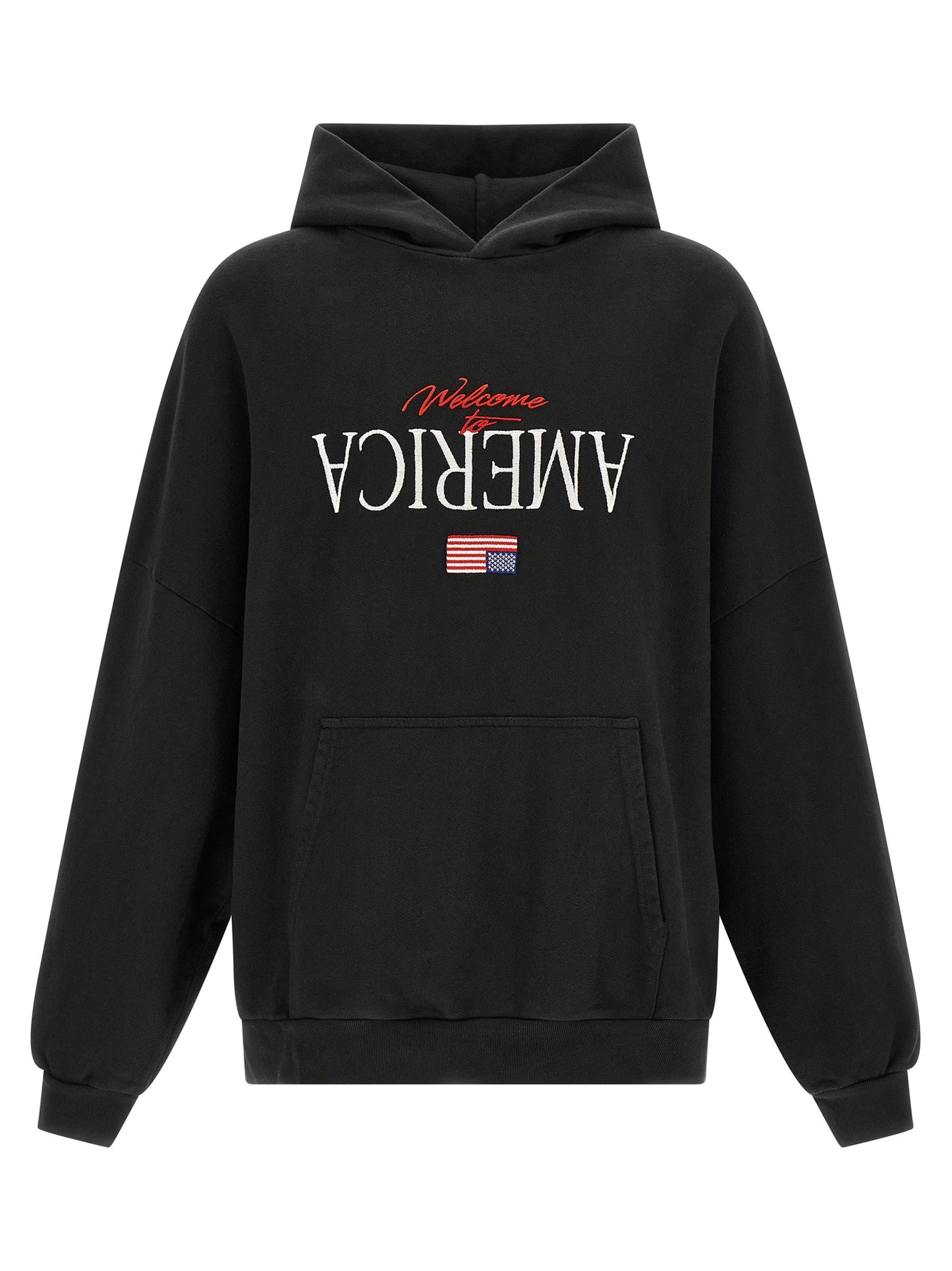 Sweatshirt Hoodie by WILLY CHAVARRIA for men in cotton black features an avant-garde silhouette, showcasing a sophisticated hooded neckline and long-sleeve detail for a truly avant-garde finish.