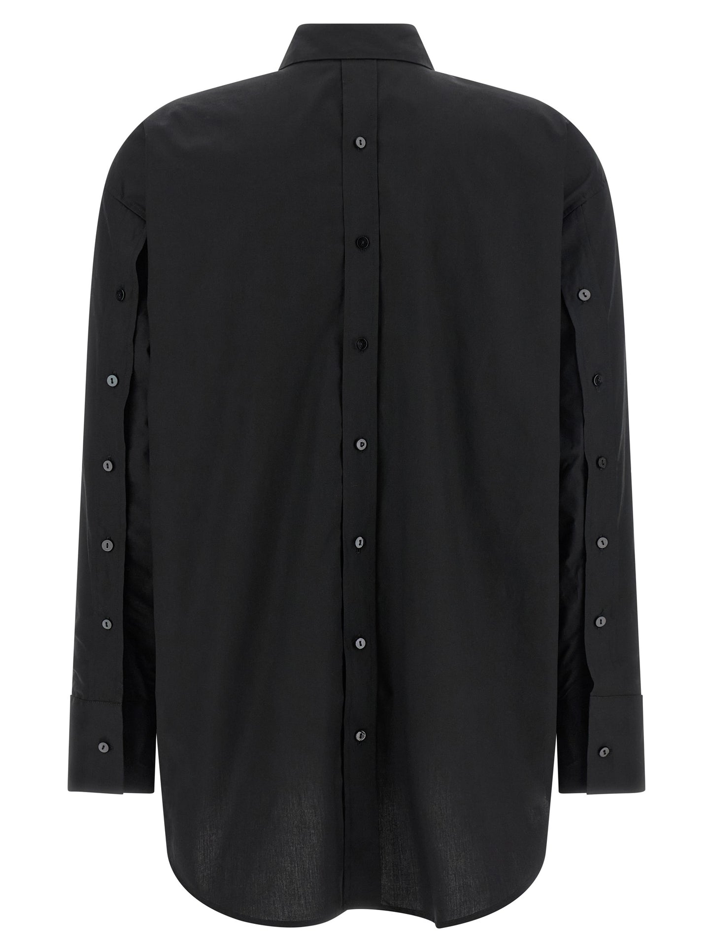 Blouse by XACUS for women in cotton black features an architectural silhouette with a refined and elegant for a architectural look.