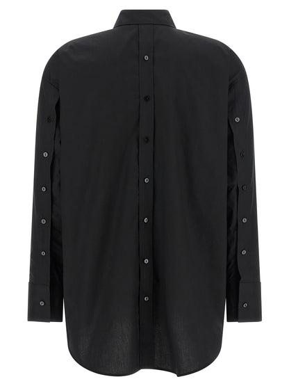 Blouse by XACUS for women in cotton black features an architectural silhouette with a refined and elegant for a architectural look.
