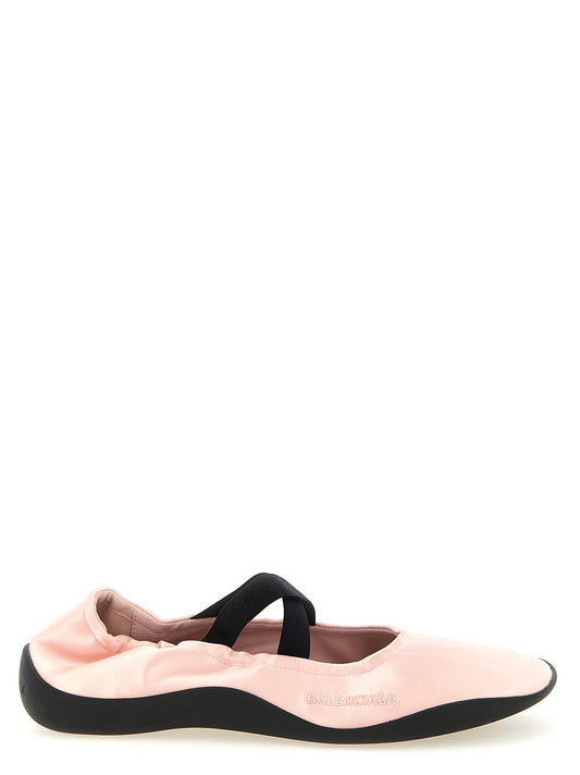 Balenciaga Women's Satin Polyester TU & Lambskin Leather Ballet Flat Shoes - Multicolor Pink Signature