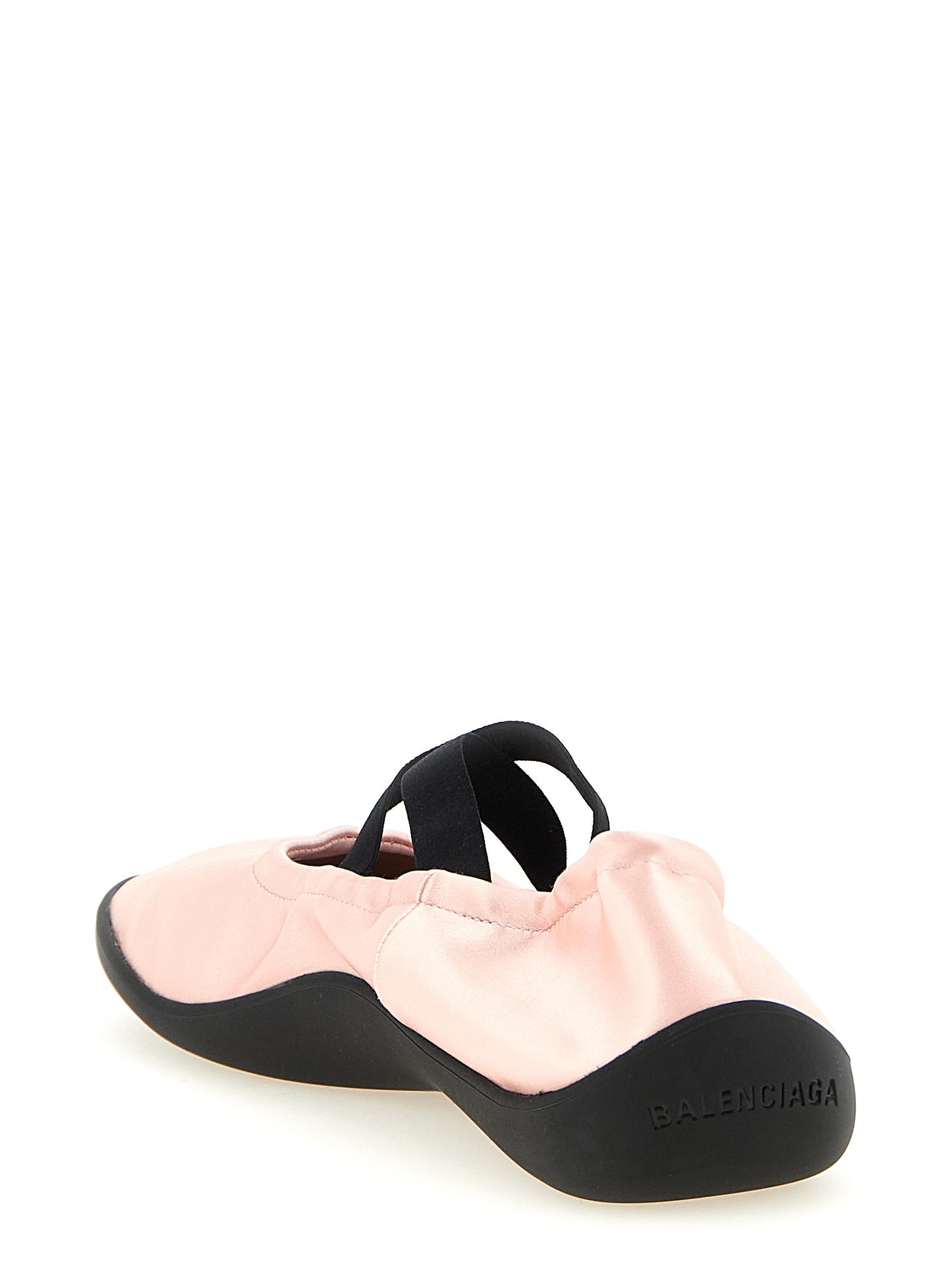 Balenciaga Women's Satin Polyester TU & Lambskin Leather Ballet Flat Shoes - Multicolor Pink Signature