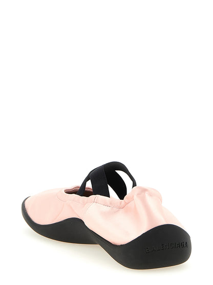 Balenciaga Women's Satin Polyester TU & Lambskin Leather Ballet Flat Shoes - Multicolor Pink Signature