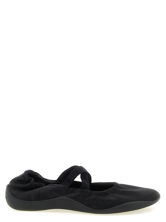 Balenciaga Women's TU Polyester Satin & Lambskin Leather Ballet Flat Shoes - Black