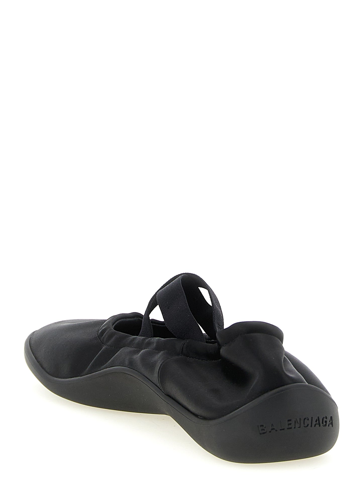 Balenciaga Women's TU Polyester Satin & Lambskin Leather Ballet Flat Shoes - Black