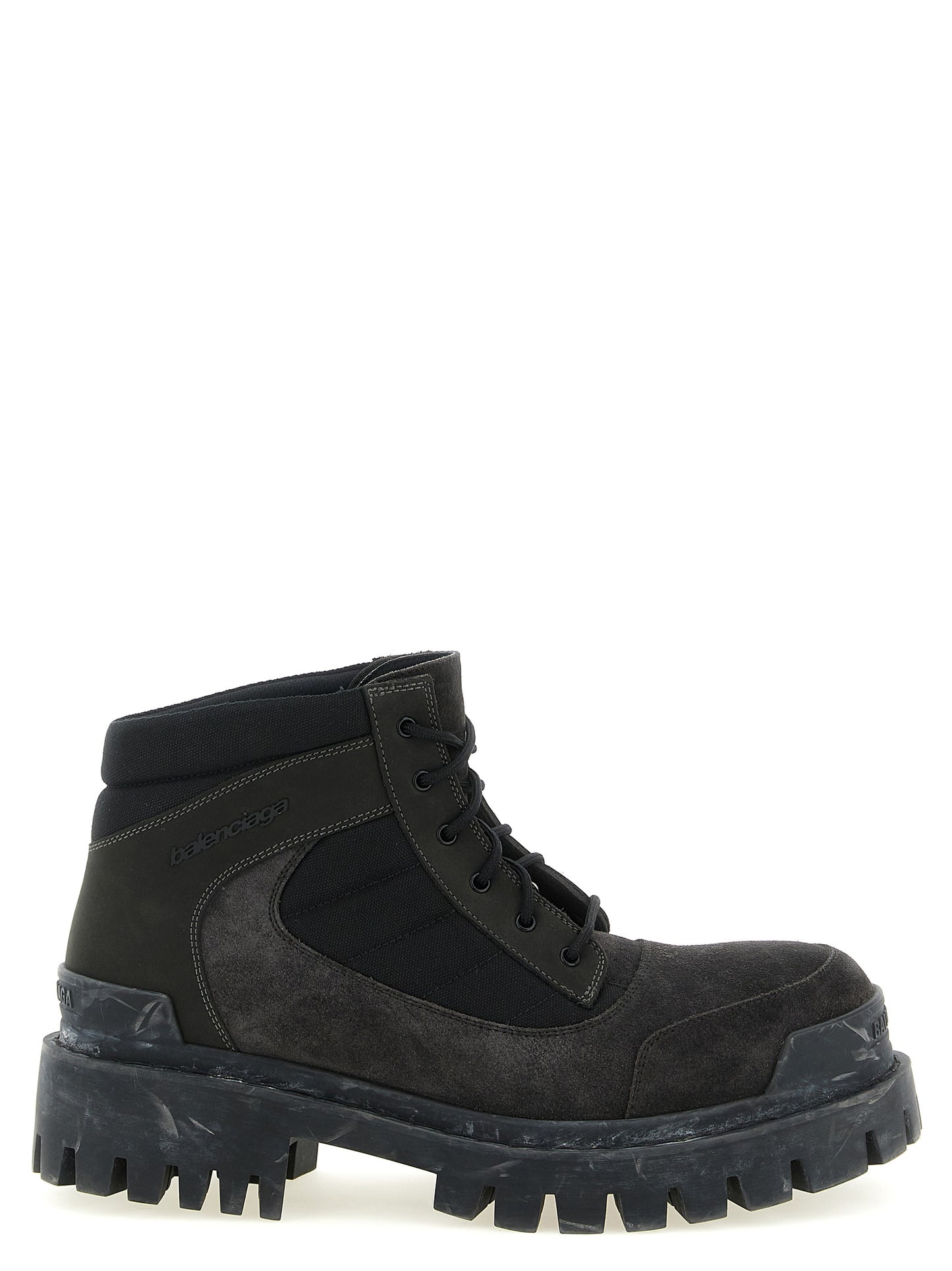 Lace-Up Ankle Combat Boots by Balenciaga for men in nubuck suede calfskin & cotton canvas brown showcases a ergonomic silhouette from the Men's Nubuck Suede Calfskin & Cotton Canvas Lace-Up Ankle Combat Boots collection, featuring a ergonomic and a ergonomic .