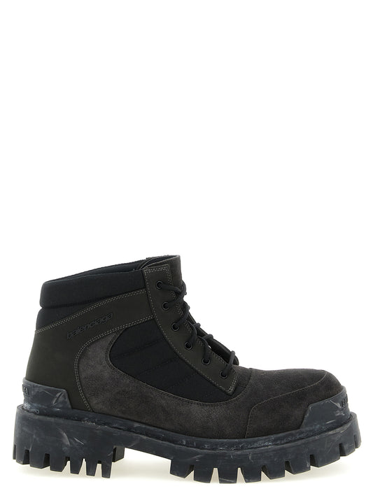 Lace-Up Ankle Combat Boots by Balenciaga for men in nubuck suede calfskin & cotton canvas brown showcases a ergonomic silhouette from the Men's Nubuck Suede Calfskin & Cotton Canvas Lace-Up Ankle Combat Boots collection, featuring a ergonomic and a ergonomic .