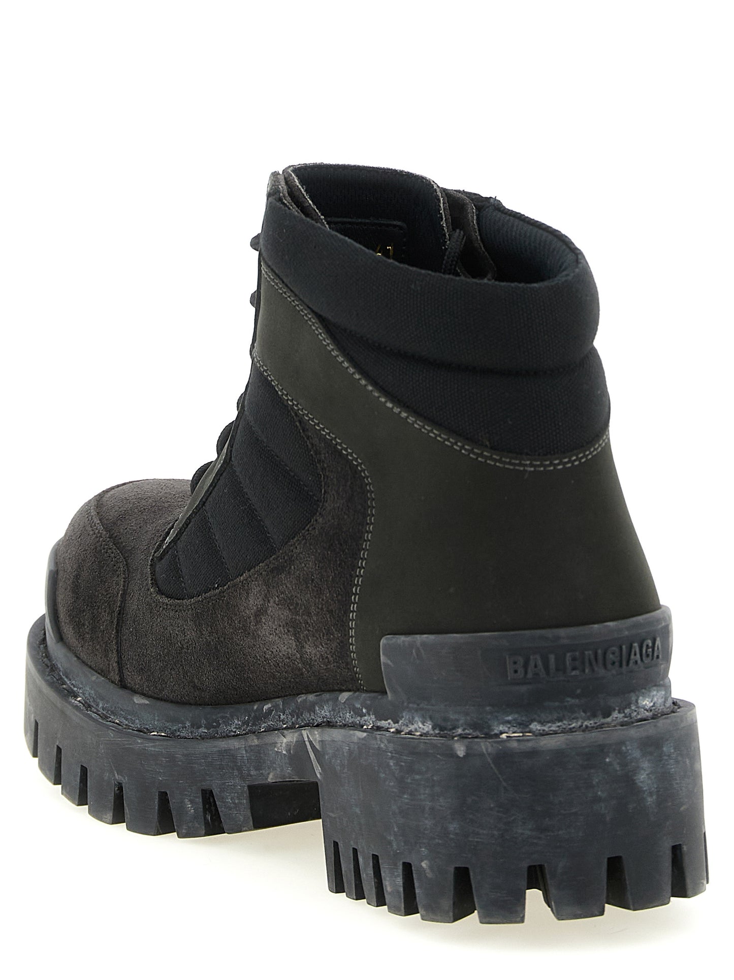 Lace-Up Ankle Combat Boots by Balenciaga for men in nubuck suede calfskin & cotton canvas brown features an enchanting design from the Men's Nubuck Suede Calfskin & Cotton Canvas Lace-Up Ankle Combat Boots collection, highlighting a enchanting and for a refined look.