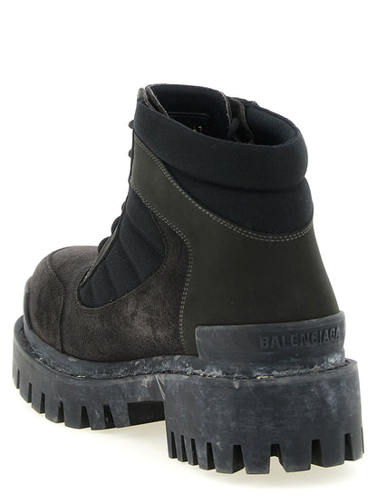 Lace-Up Ankle Combat Boots by Balenciaga for men in nubuck suede calfskin & cotton canvas brown features an enchanting design from the Men's Nubuck Suede Calfskin & Cotton Canvas Lace-Up Ankle Combat Boots collection, highlighting a enchanting and for a refined look.