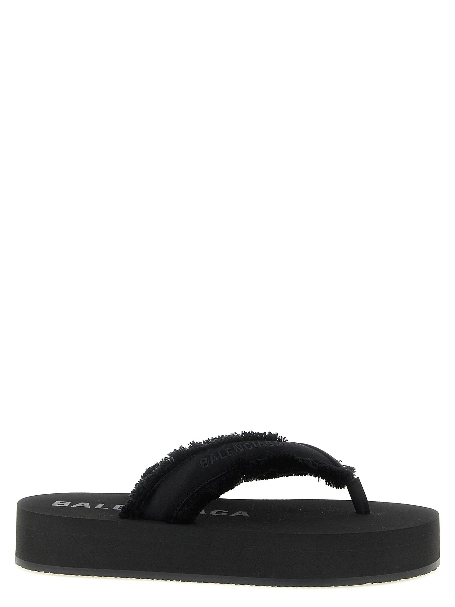 Balenciaga Women's Silk Viscose Satin & TU Sliders Sandals Flat Shoes - Black