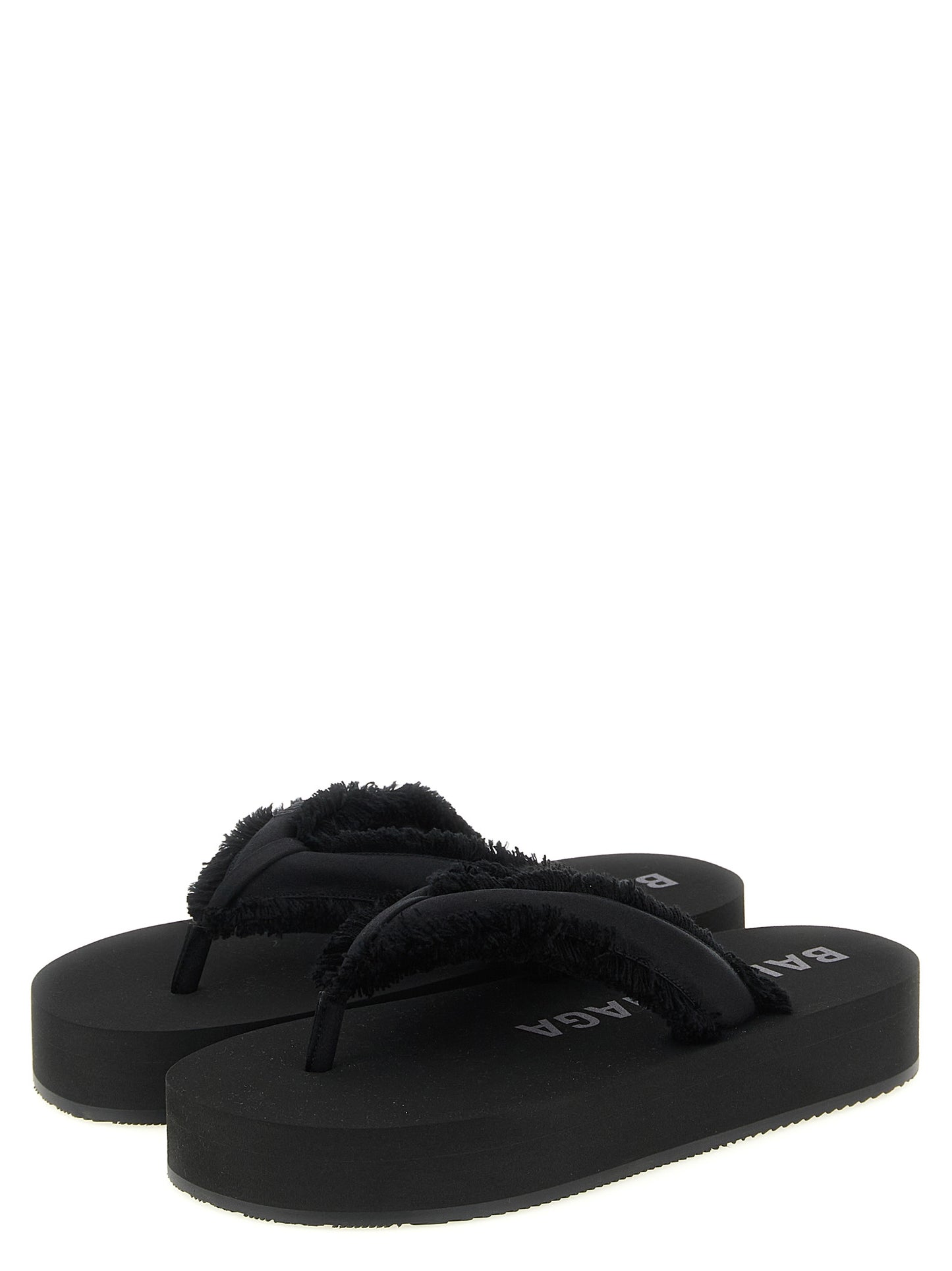 Balenciaga Women's Silk Viscose Satin & TU Sliders Sandals Flat Shoes - Black