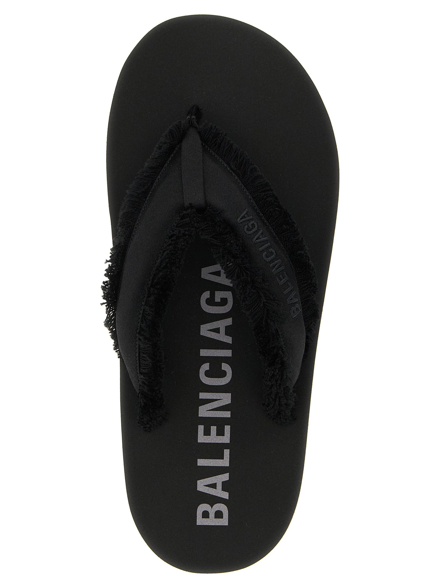 Balenciaga Women's Silk Viscose Satin & TU Sliders Sandals Flat Shoes - Black