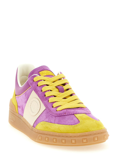 Athletic Sneakers by Valentino Garavani for women in calfskin leather multicolor & signature features an effortless chic silhouette, showcasing the signature athletic style of the V Logo Women's Athletic Calfskin Leather Sneakers collection with a truly effortless chic finish.