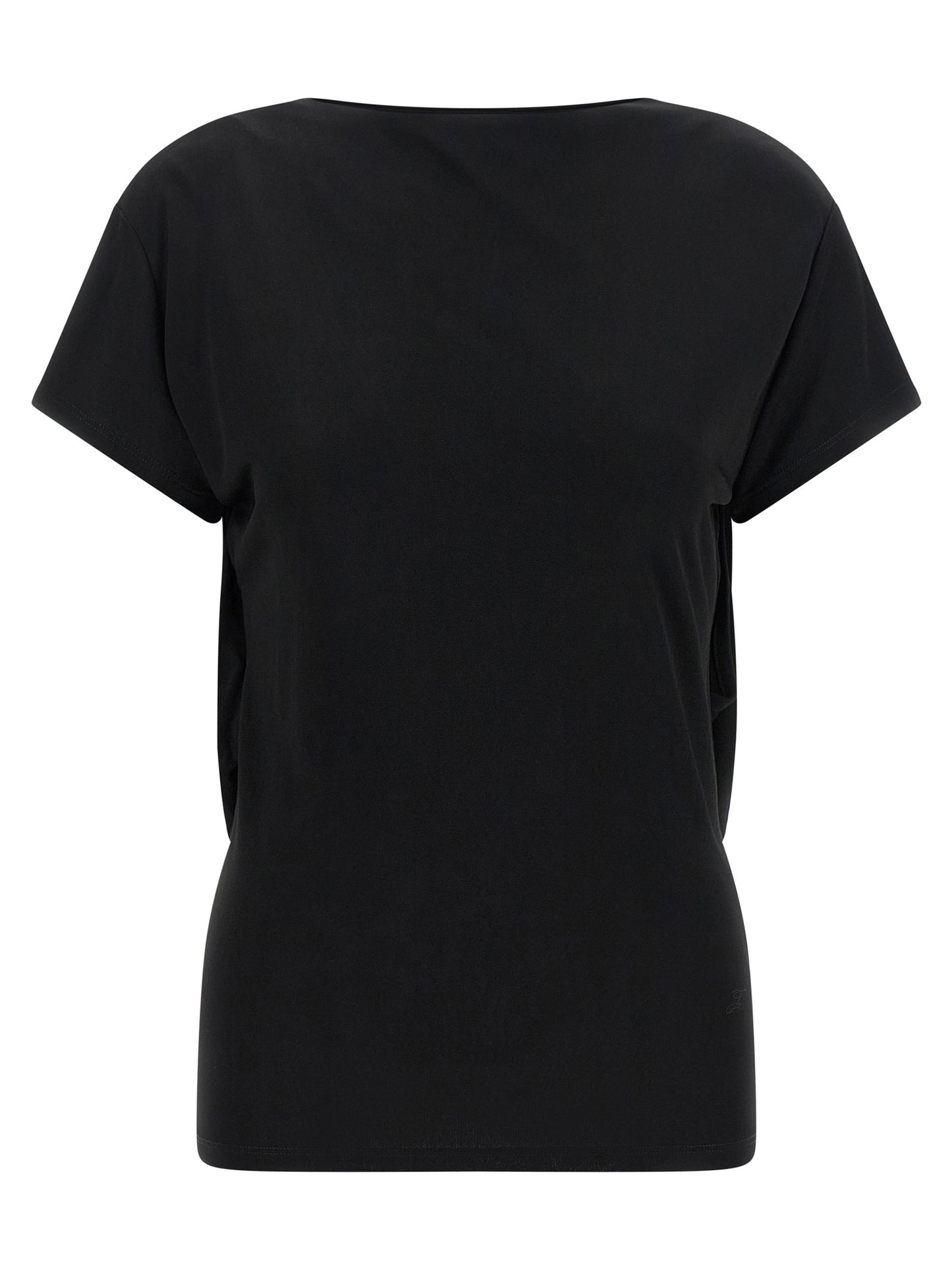 T-Shirt by Jacquemus for women in polyamide viscose black features a plush silhouette, showcasing a sophisticated boat neckline and short-sleeve for a truly plush finish.