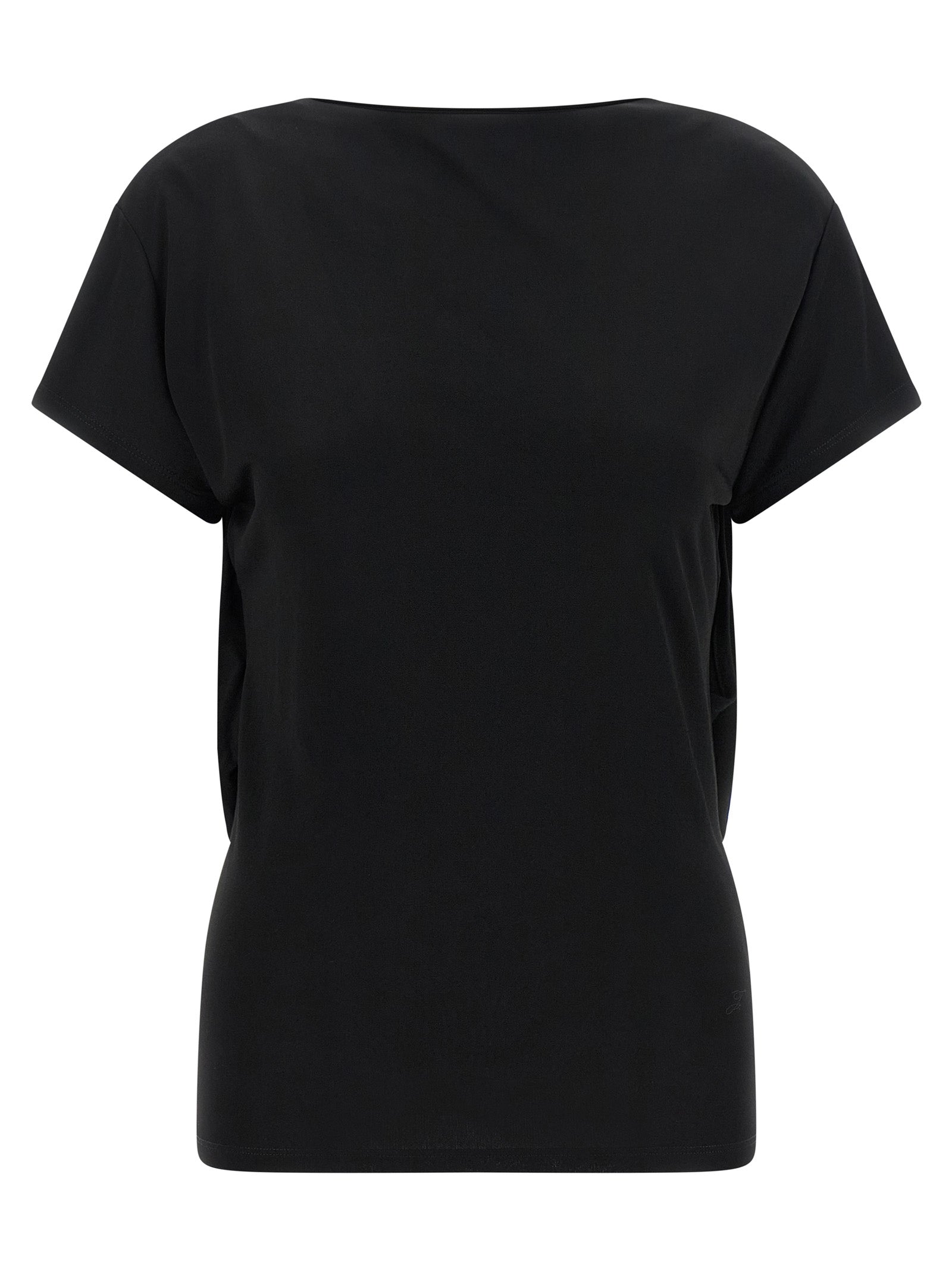 T-Shirt by Jacquemus for women in polyamide viscose black features a plush silhouette, showcasing a sophisticated boat neckline and short-sleeve for a truly plush finish.