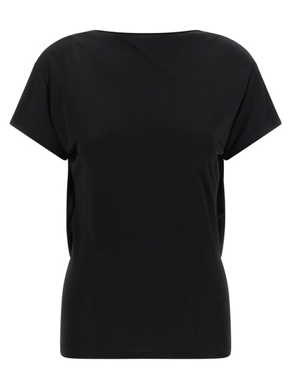 T-Shirt by Jacquemus for women in polyamide viscose black features a plush silhouette, showcasing a sophisticated boat neckline and short-sleeve for a truly plush finish.