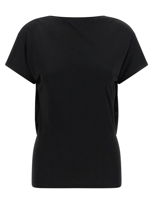 T-Shirt by Jacquemus for women in polyamide viscose black features a plush silhouette, showcasing a sophisticated boat neckline and short-sleeve for a truly plush finish.