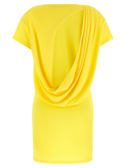 Dress by Jacquemus for women in polyamide viscose bicolour & yellow features an magnificent silhouette, artfully detailed with a magnificent boat neckline and that flows into an magnificent short.