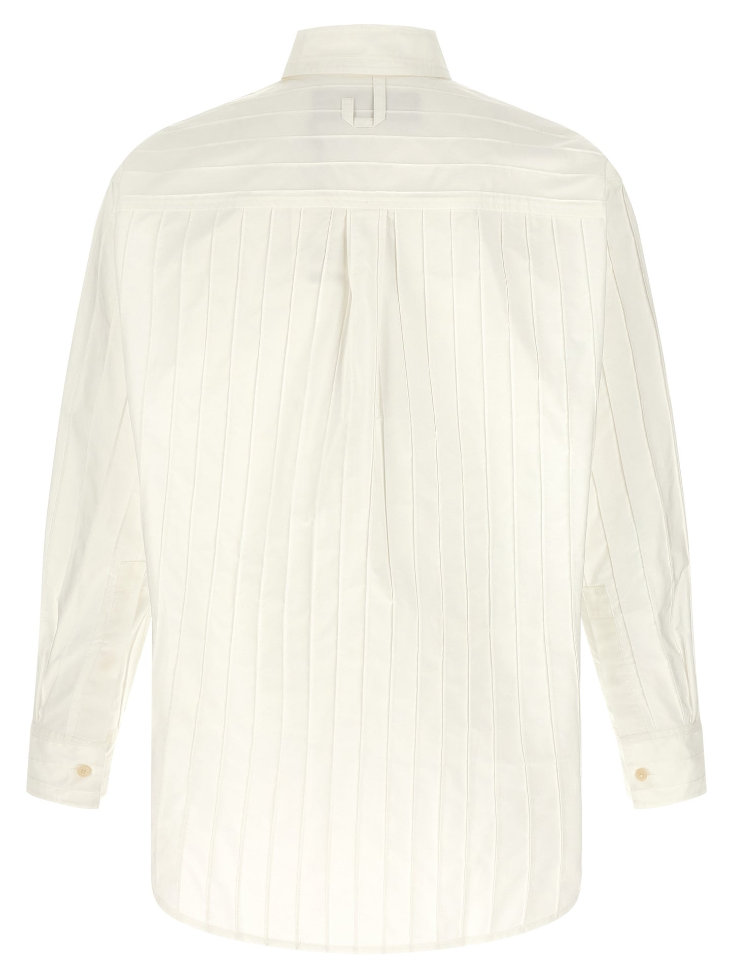 Shirt by Jacquemus for men in cotton horn, white & striped showcases a sublime silhouette, artfully detailed with a sublime and for a sophisticated, sublime finish.
