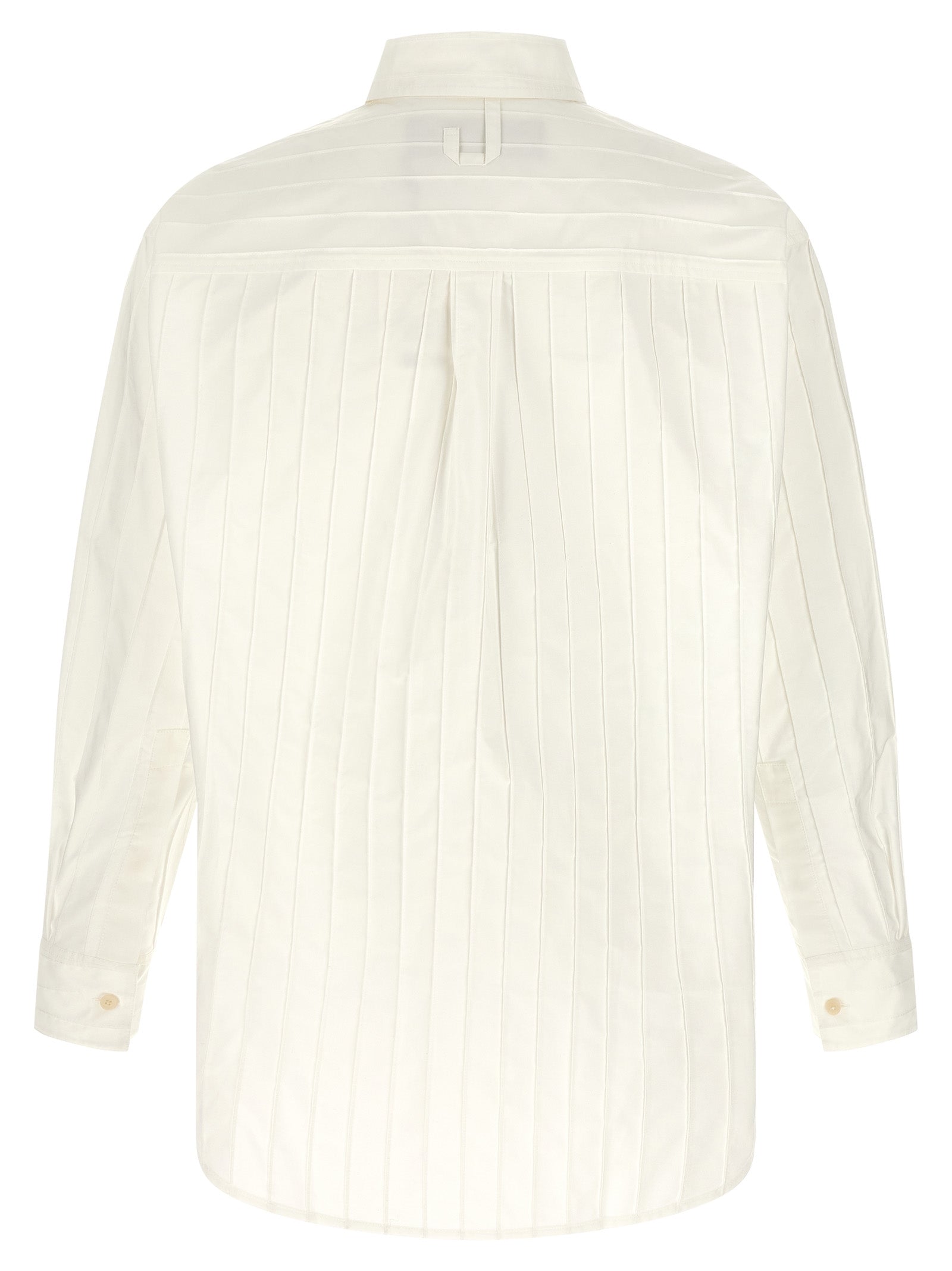 Shirt by Jacquemus for men in cotton horn, white & striped showcases a sublime silhouette, artfully detailed with a sublime and for a sophisticated, sublime finish.