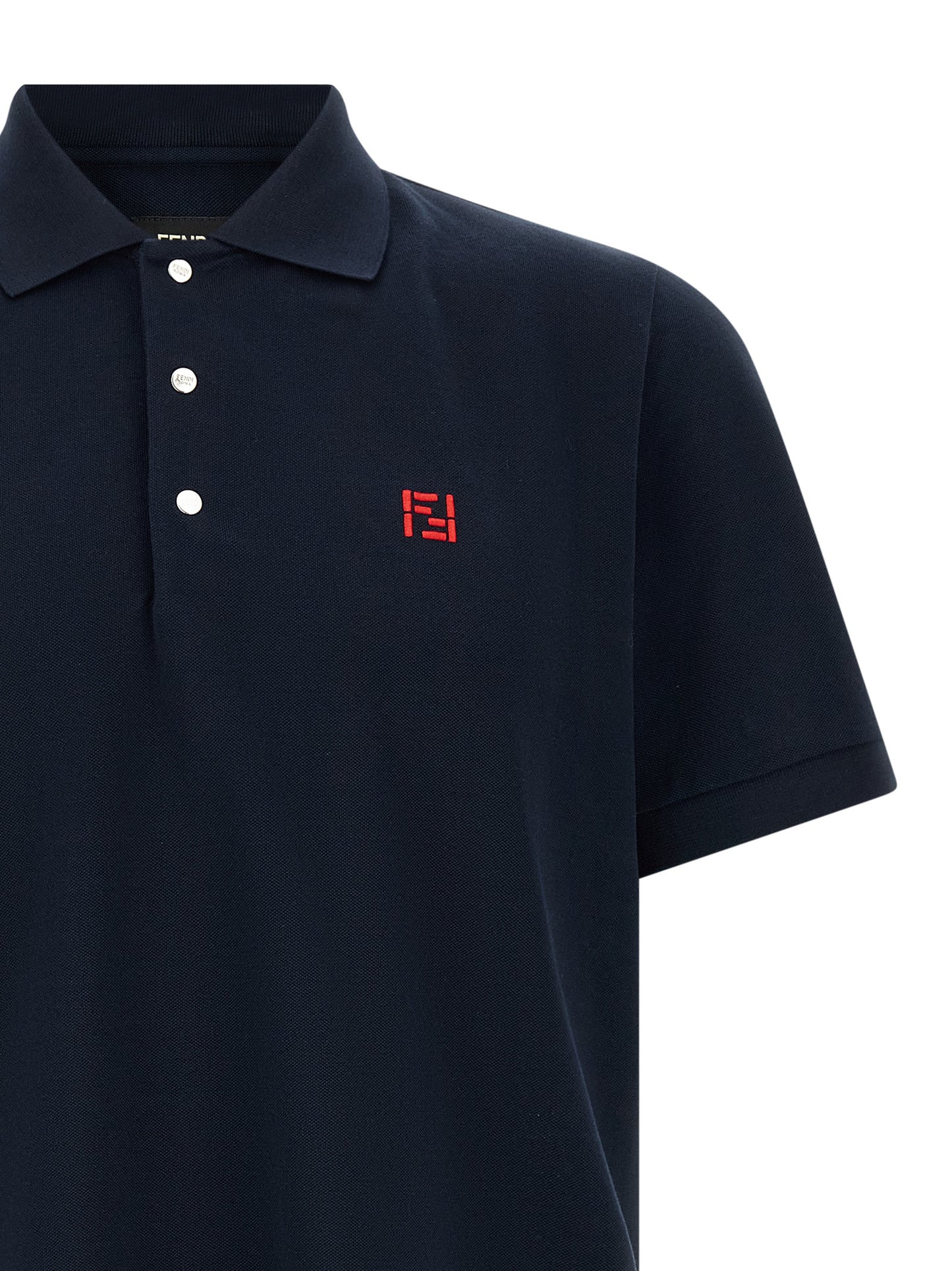Fendi Selleria Men's Short-Sleeve Cotton Polo Shirt - Blue