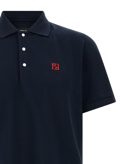 Fendi Selleria Men's Short-Sleeve Cotton Polo Shirt - Blue