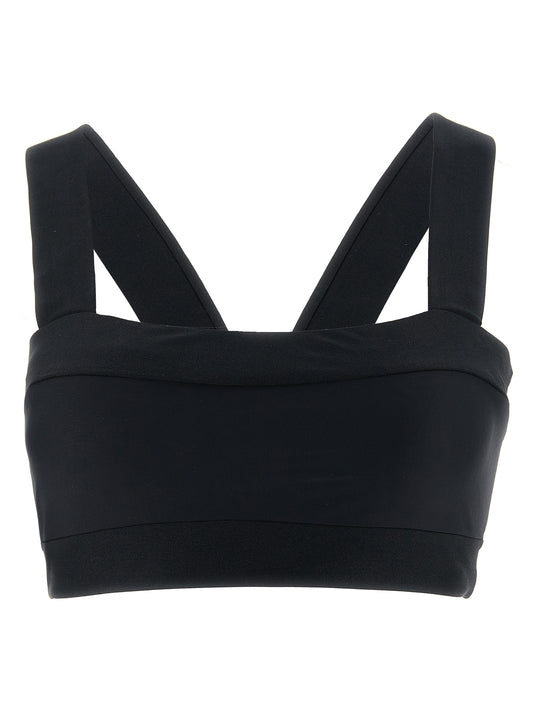 Swimwear Top by GOLDBERGH for women in stretch polyamide black features a beach chic silhouette, beautifully showcasing the signature design of the Women's Stretch Polyamide Swimwear Top.